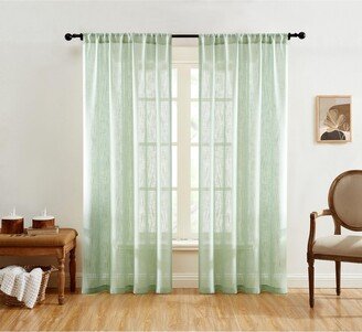 Linda Faux Linen Textured Semi Sheer Privacy Light Filtering Window Rod Pocket Floor Length Thick Curtains Drapery Panels for Office & Living R-AA