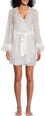 Lace Feather Trim Robe