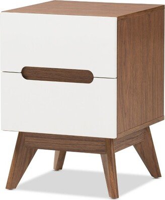 Calypso Mid - Century Modern Wood 3 - Drawer Storage Nightstand - Brown