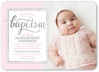 Baptism Invitations: Graceful Introduction Girl Baptism Invitation, Pink, Standard Smooth Cardstock, Rounded