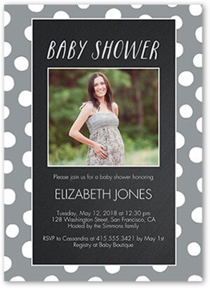 Baby Shower Invitations: Chalkboard Dots Baby Shower Invitation, Grey, Signature Smooth Cardstock, Square