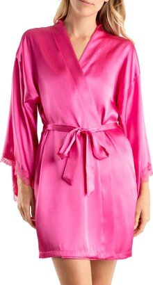 Lace Trim Satin Robe-AA