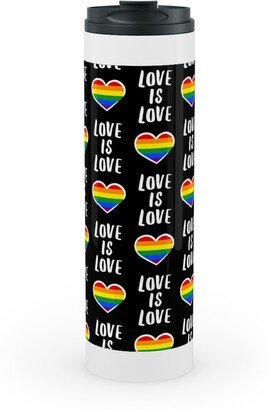 Travel Mugs: Love Is Love - Black Stainless Mug, White, 20Oz, Multicolor