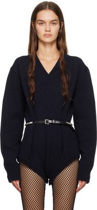 Navy V-Neck Sweater-AA