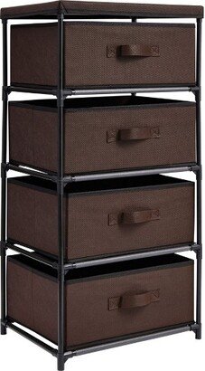 Juvale 4-Tier Tall Closet Dresser with Drawers - Clothes Organizer and Small Fabric Storage for Bedroom (Dark Brown)