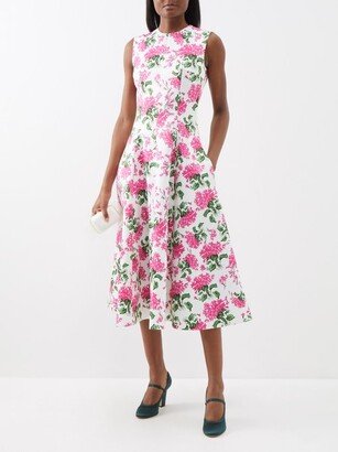 Mara Floral-print Faille Midi Dress