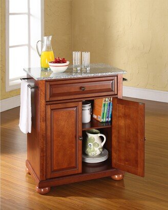 Crosley Furniture Alexandria Solid Granite Top Portable Kitchen Island in Classic Cherry Finish