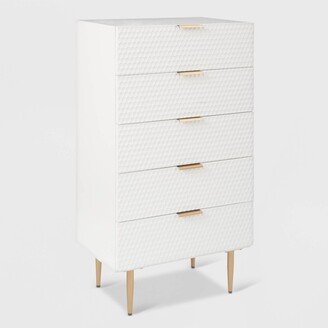 Jolie 5 Drawer Tallboy Dresser White