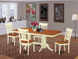 5 Piece Dining Table Set- A Rectangle Kitchen Table and 4 Dining Chairs, Buttermilk & Cherry