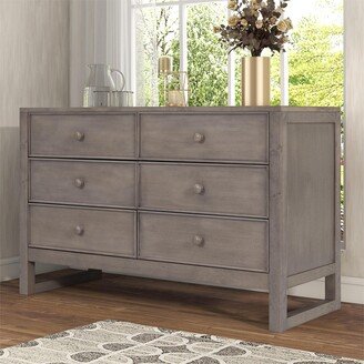 RASOO Rustic Wooden 6-Drawer Dresser with Sturdy Frame-AB