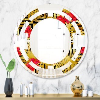 Designart 'Tropical Gold Luxury Pattern I' Printed Modern Round or Oval Wall Mirror - Space