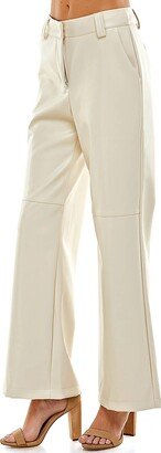 Faux Leather Pants In Cream