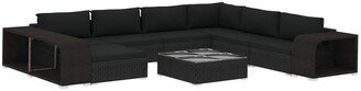 10 Piece Patio Lounge Set with Cushions Poly Rattan Black-AB