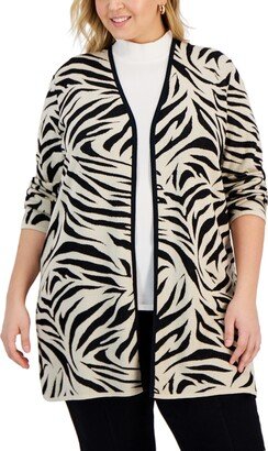 Plus Size Printed Open-Front Cardigan, Created for Macy's