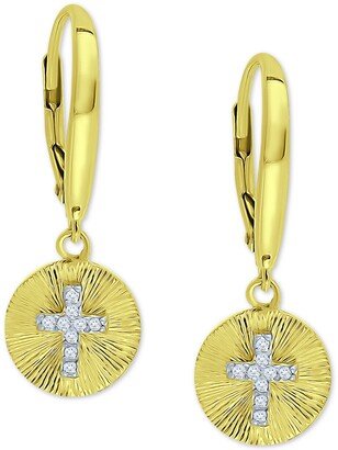 Cubic Zirconia Cross Disc Drop Earrings, Created for Macy's