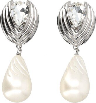 Crystal Earrings With Pendant Pearl-AA