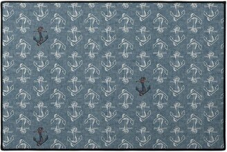 Door Mats: Anchors Away - Textured Blue Door Mat, Blue