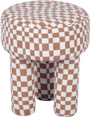 17 Checkered Boucle Upholstered Stool