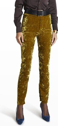 Crushed Velvet Skinny-Leg Pants-AA