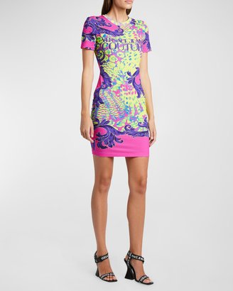 Abstract Print Short Sleeve Mini T-Shirt Dress