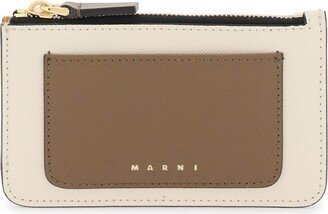 Saffiano Logo Printed Color-Block Card Case-AB