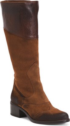Suede And Leather High Shaft Boots for Women