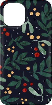 Custom Iphone Cases: Christmas Berries - Dark Phone Case, Slim Case, Matte, Iphone 12 Pro Max, Green