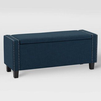 Boston Fabric Storage Ottoman Navy Blue