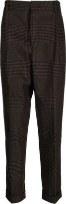 Check-Pattern Wool Tapered Trousers