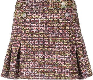 High-Waisted Tweed Miniskirt