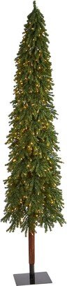 9' Grand Alpine Artificial Christmas Tree with 600 Clear Lights and 1183 Bendable Branches on Natural Trunk