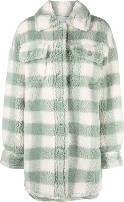 Checked Faux Fur Coat