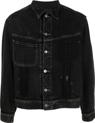 Four-Stitch washed denim jacket