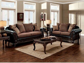 Mervaus Traditional Brown Faux Leather Upholstered 2-Piece Sofa Set