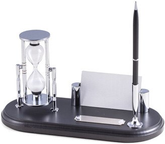 Black Wood & Chrome Plated Pen Stand