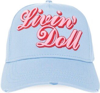 Slogan Embroidered Curved Peak Cap-AA