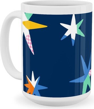 Mugs: Modern Starry Sky - Blue Ceramic Mug, White, 15Oz, Blue