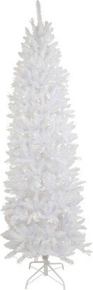 Northlight 7.5' Pre-Lit Rapids White Pine Pencil Artificial Christmas Tree, Clear Lights