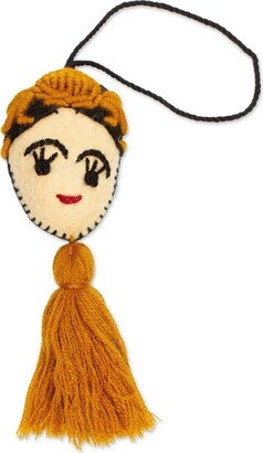 Handmade Frida In Gold Wool And Cotton Ornament