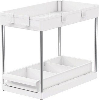 2 Tier Sink Organizer with Drawer White