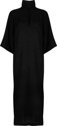 Atu Body Couture High-Neck Linen Midi Dress-AA