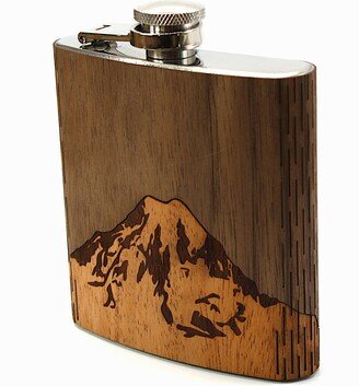 6 Oz. Wooden Hip Flask | Mt. Rainier in Mahogany & Black Walnut