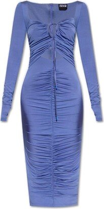 Cut-Out Long-Sleeved Midi Dress-AB