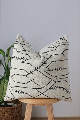 Ethnic Textured Pillow Cover, Stripes Euro Sham Black White Cushion Case, Decorative Kilim Bohemian Decor