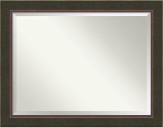 Beveled Wood Bathroom Wall Mirror - Milano Bronze Frame - Outer Size: 46 x 36 in