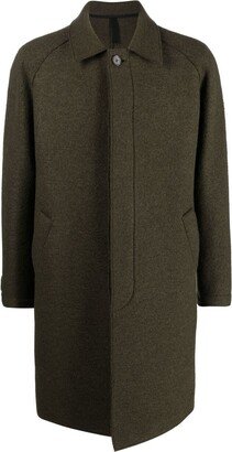 Fly-front virgin wool coat