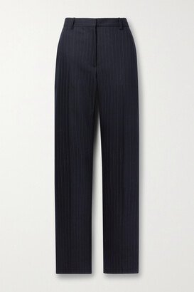 Anatole Pinstriped Herringbone Wool-blend Straight-leg Pants - Black