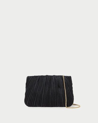 Brit Black Flat Pleated Clutch