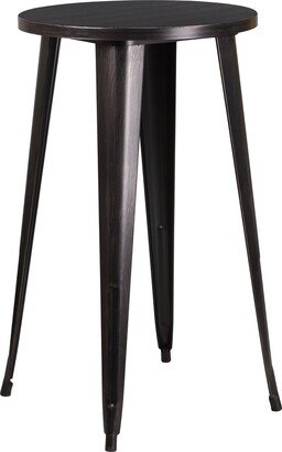 Lancaster Home 24'' Round Metal Indoor-Outdoor Bar Height Table