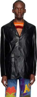 Black Single-Breasted Leather Jacket